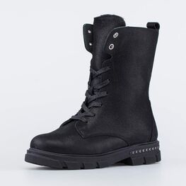 652195-42 Черные высокие ботинки для девочки для девочки черный