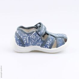 221045-11 Текстильные сандалии для девочки светло-синий фото №2