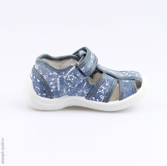 221045-11 Текстильные сандалии для девочки светло-синий фото №2