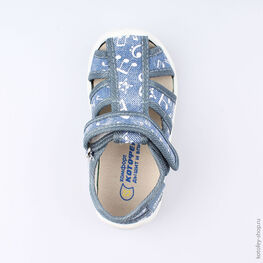 221045-11 Текстильные сандалии для девочки светло-синий фото №4