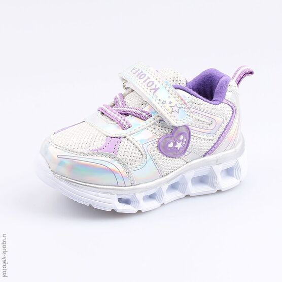 144078-71 Кроссовки с LED-подсветкой на подошве для девочки серебрист.