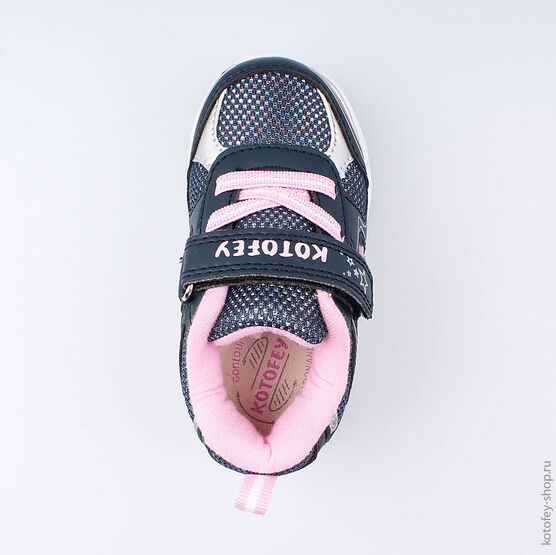 144078-73 Кроссовки с LED-подсветкой на подошве для девочки син-роз фото №4