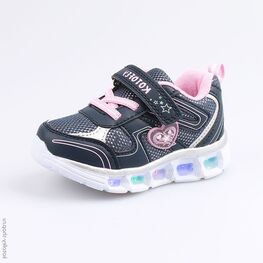 144078-73 Кроссовки с LED-подсветкой на подошве для девочки син-роз