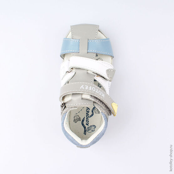 122110-21 Сандалии для мальчики сер-бел фото №4