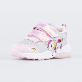 144210-71 Светящиеся кроссовки Радужный Единорог для девочки роз-сер