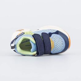 144215-11 Кроссовки из вязаного текстиля для мальчики син-гол фото №4