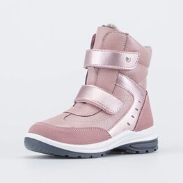 252121-55 Зимние ботинки на липучках для девочки розовый