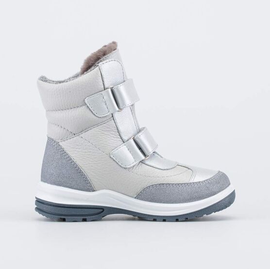 252121-56 Зимние ботинки на липучках для девочки серебрист. фото №2