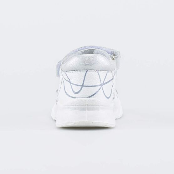 322172-25 Кожаные сандалии Серебристый дым для девочки белый + серебристый фото №5