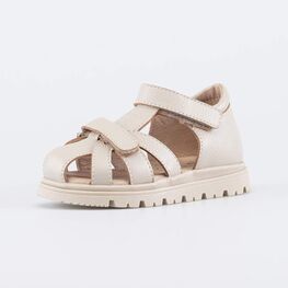 322188-23 Кожаные сандалии на липучках Бежевая карамель для девочки бежевый