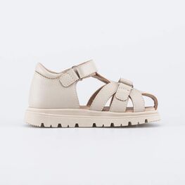 322188-23 Кожаные сандалии на липучках Бежевая карамель для девочки бежевый фото №2