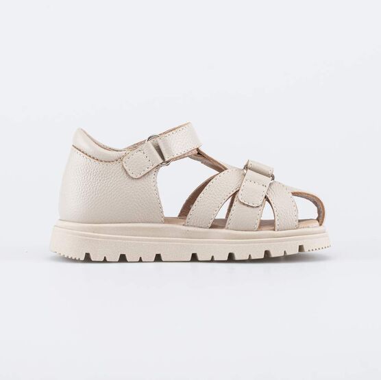 322188-23 Кожаные сандалии на липучках Бежевая карамель для девочки бежевый фото №2