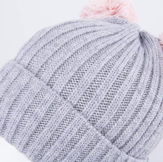 07804019-40 Зимний шерстяной комплект шапка с ушками + снуд для девочки сер-роз фото №4