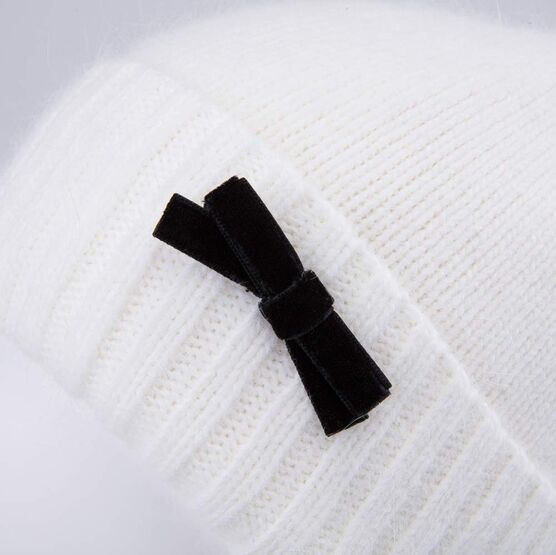 07811442-40 Зимняя шапка из ангоры с подкладкой из флиса для девочки светло-бежевый фото №4