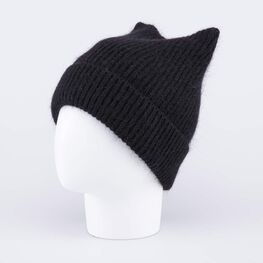 07811459-40 Зимняя шапка-кошка из ангоры с подкладкой Черный для девочки черный фото №2