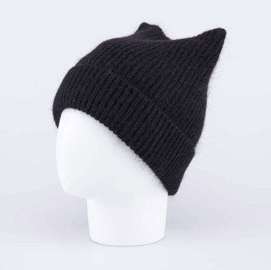 07811459-40 Зимняя шапка-кошка из ангоры с подкладкой Черный для девочки черный фото №2