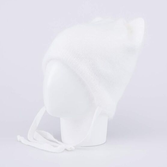 07811462-40 Шапка кошка на зиму для девочки для девочки светло-бежевый фото №2