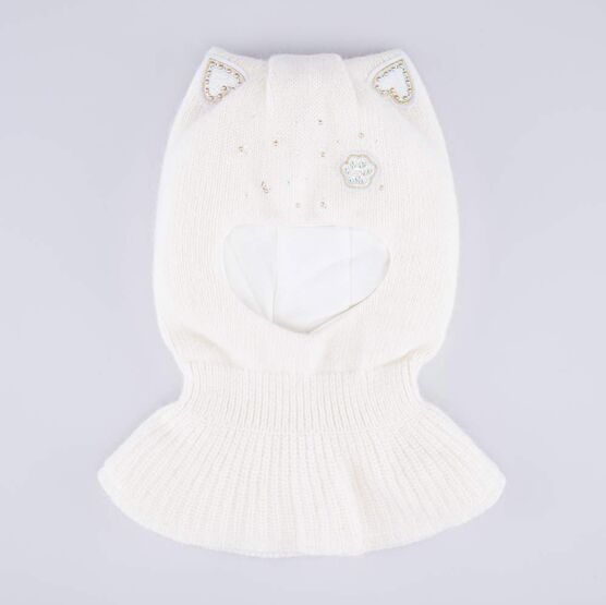 07811467-40 Зимняя шапка-шлем с ушками для девочки для девочки бежевый