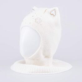 07811467-40 Зимняя шапка-шлем с ушками для девочки для девочки бежевый фото №2