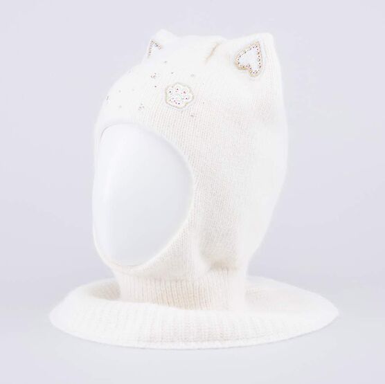 07811467-40 Зимняя шапка-шлем с ушками для девочки для девочки бежевый фото №2