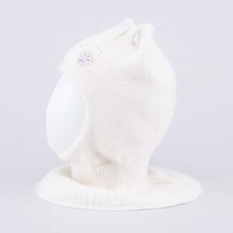 07811467-40 Зимняя шапка-шлем с ушками для девочки для девочки бежевый фото №3