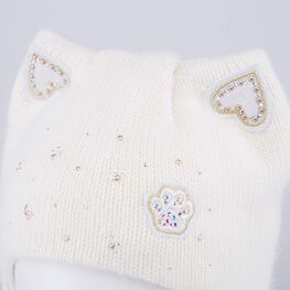 07811467-40 Зимняя шапка-шлем с ушками для девочки для девочки бежевый фото №4