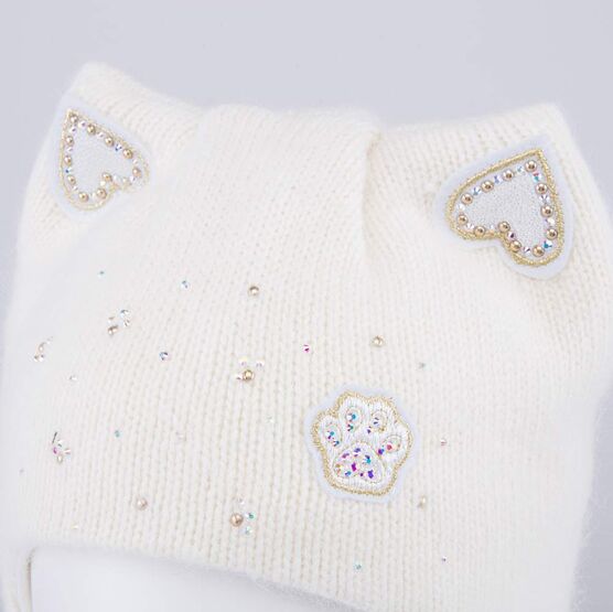 07811467-40 Зимняя шапка-шлем с ушками для девочки для девочки бежевый фото №4