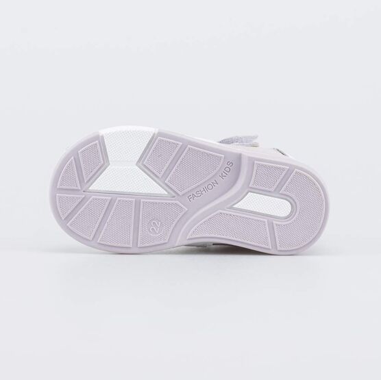 122245-21 Кожаные сандалии для девочки Бантик для девочки белый + сиреневый фото №3