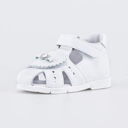 122245-22 Кожаные сандалии для девочки Бантик для девочки белый