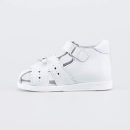 122245-22 Кожаные сандалии для девочки Бантик для девочки белый фото №2