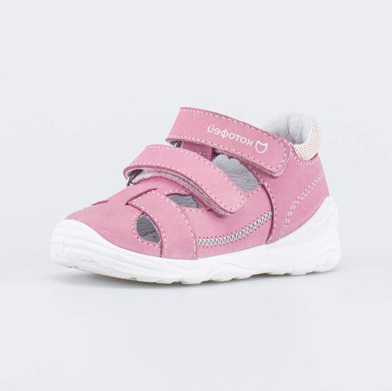 322195-21 Кожаные сандалии на липучках для девочки розовый