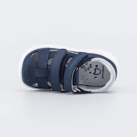 322195-22 Кожаные сандалии на липучках для мальчики синий фото №4