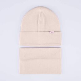 07811479-40 Демисезонный комплект шапка + снуд для девочки для девочки бежевый