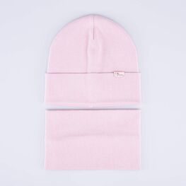 07811479-41 Демисезонный комплект шапка + снуд для девочки для девочки розовый