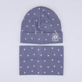 07811480-40 Демисезонный комплект шапка + снуд для девочки для девочки темно-серый