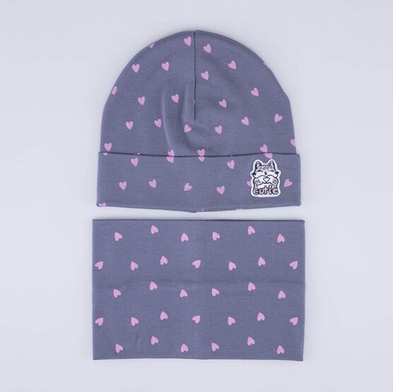 07811480-40 Демисезонный комплект шапка + снуд для девочки для девочки темно-серый