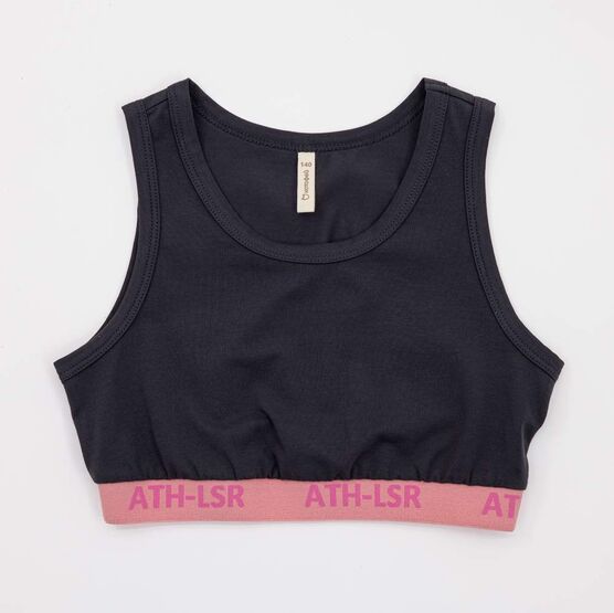 07854057-40 Хлопковый топ для девочки для девочки темно-серый