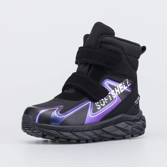 454710-82 Зимние мембранные ботинки с Softshell и Thinsulate для девочки черный + фиолетовый