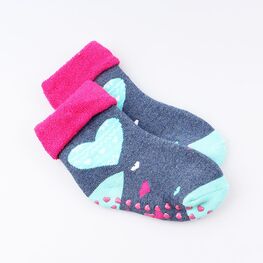 07842353-40 Носки детские с тормозами махровые Сердечки для девочки синий