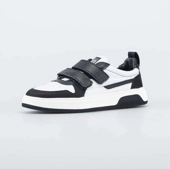 732385-23 Кожаные полуботинки на липучках черно-белый для мальчики черный + белый