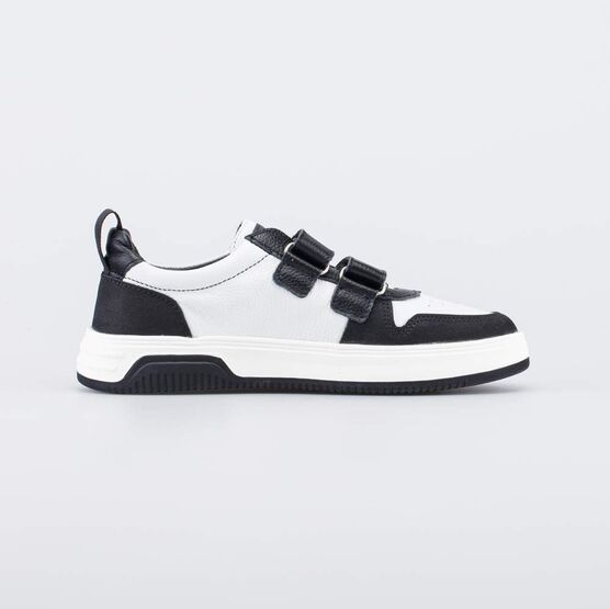 732385-23 Кожаные полуботинки на липучках черно-белый для мальчики черный + белый фото №2