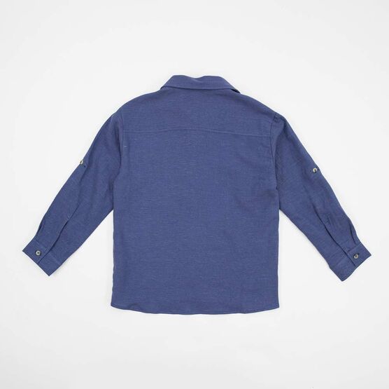 07703011-41 Летняя рубашка из льна и вискозы синий для мальчики синий фото №2