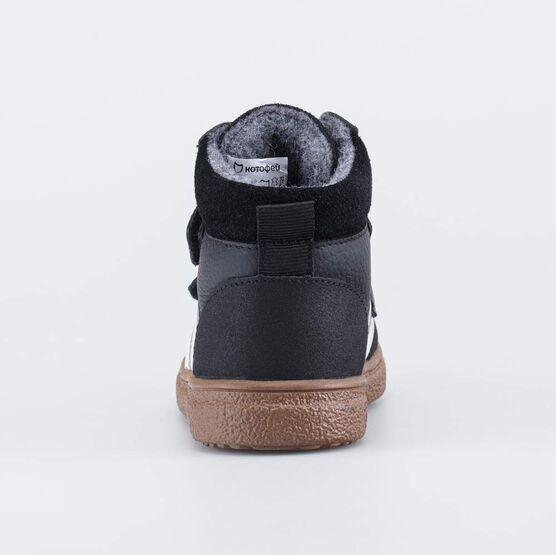 352420-33 Утепленные кожаные ботинки для мальчика для мальчики черный + бежевый фото №5