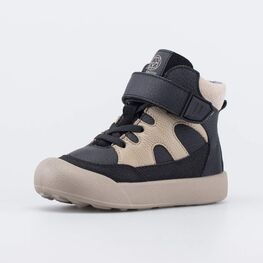 352422-33 Утепленные кожаные ботинки для мальчика для мальчики черный + бежевый