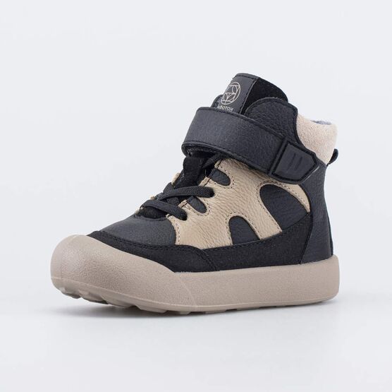 352422-33 Утепленные кожаные ботинки для мальчика для мальчики черный + бежевый