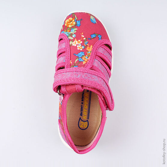 421031-12 Босоножки текстильные для девочки фуксия фото №4