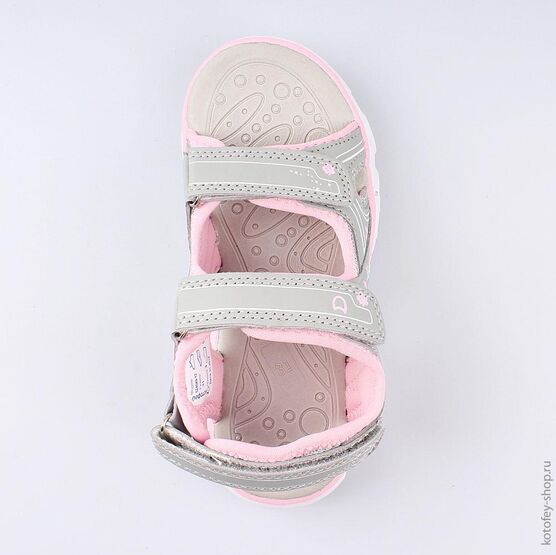 524049-12 Пляжная обувь с LED-подсветкой для девочки сер-роз фото №4