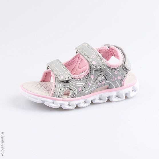 524049-12 Пляжная обувь с LED-подсветкой для девочки сер-роз
