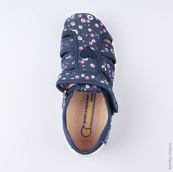 421049-11 Босоножки текстильные для девочки светло-синий фото №4