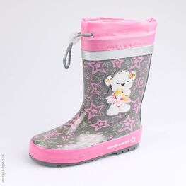 366179-11 Резиновые сапоги для девочки сер-роз